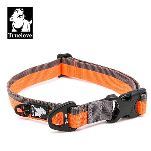 Truelove Dog Collar Nylon for Small medium and Big Dogs Neck Belt Training Walking Light Breathable Running Orange Black TLC5171.